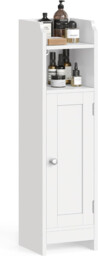Slim Bathroom Floor Storage Cabinet With Door And Shelves,