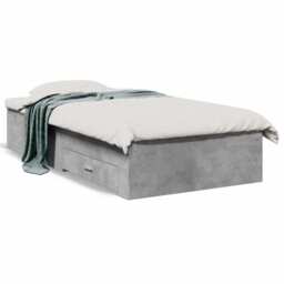 Bed Frame With Drawers Concrete Grey 90x200 Cm Engineered Wood Vidaxl