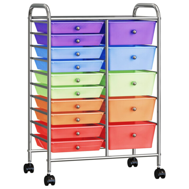 Storage Trolley Multicolour Chrome Frame 32x36.5x76cm 4 Plastic