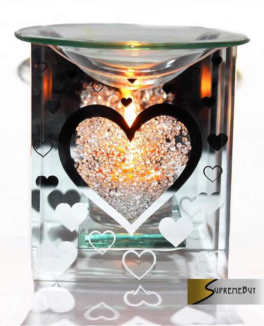 Glass Heart Fragrance Oil Burner Yankee Candle Wax Tart Warmer