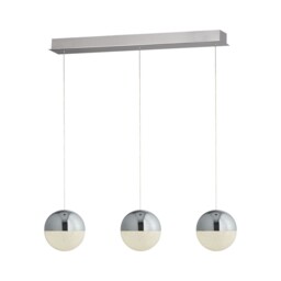 3 Lights Chrome Ceiling Fitting Pendant Bar Light With Crushed Ice