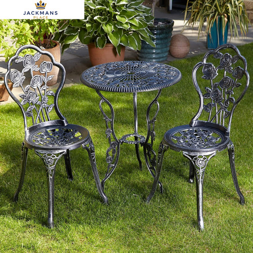 Home Source Rose Garden Patio Outdoor Bistro Set Table And 3 Piece