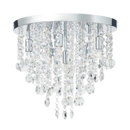 Litecraft Montego Flush Mounted Crystal Effect Polished Chrome Ceiling