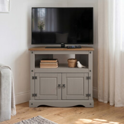 Corona Tv Unit Corner Grey Wax Living Room Solid Wood Pine Wooden