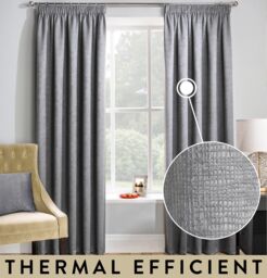 Grey Silver Thermal 90 X 72 Inch (229x183cm) Curtain For Living Room &
