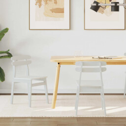 Dining Chair 2 Pcs White Solid Rubber Wood Vidaxl