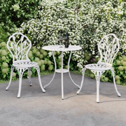 Charles Bentley 3 Piece Tulip Cast Aluminium Patio Bistro Set Table &