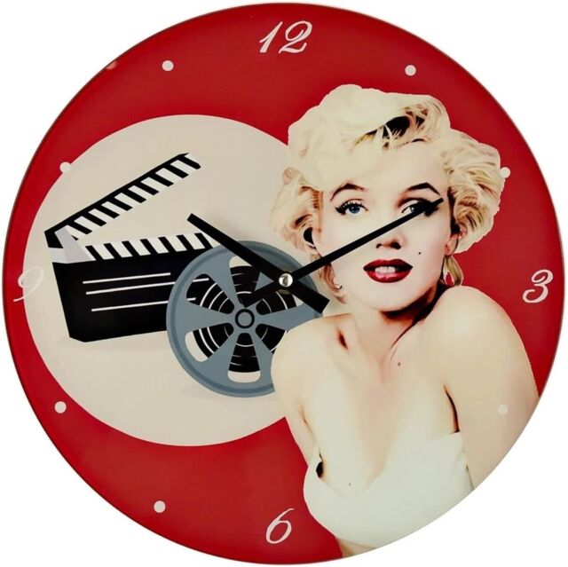 Marilyn Monroe Glass Wall Clock Red Iconic Collection By William