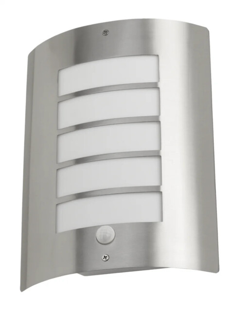 Outdoor Light Silver Avon Pir Low Energy Wall Fitting Ip44 Stainless