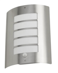 Outdoor Light Silver Avon Pir Low Energy Wall Fitting Ip44 Stainless