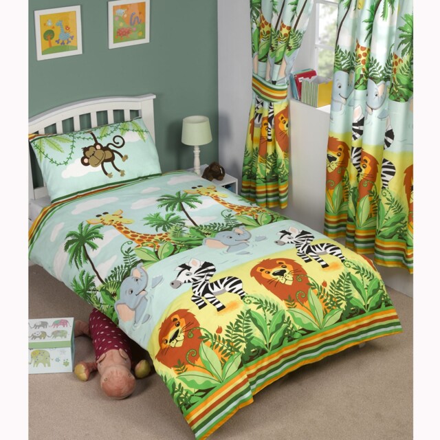 Kids Jungle-tastic Single Duvet Cover Set + 66ins X 54ins Matching