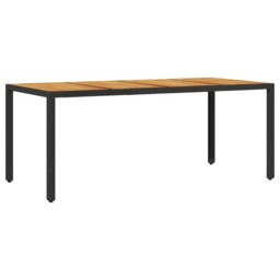 Garden Table Patio Outdoor Dining Table Acacia Wood And Poly Rattan