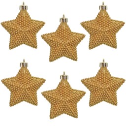 Christmas Tree Decoration 6 Pack 80mm Bobble Stars - Gold
