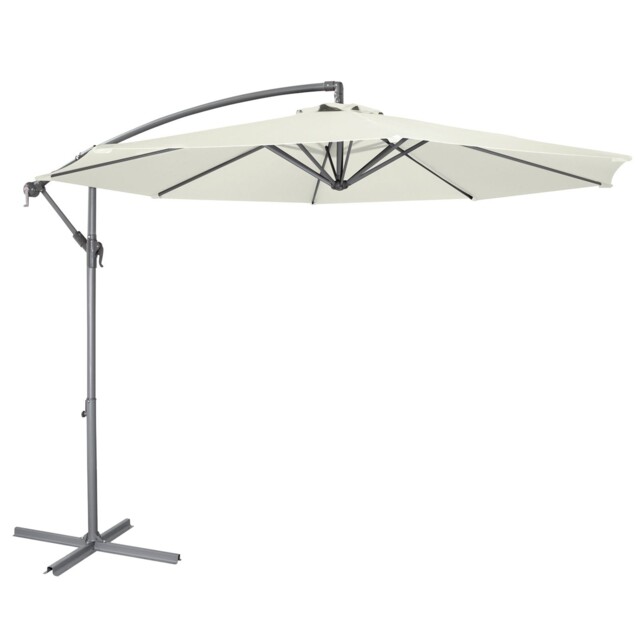 Dellonda Ø3m Banana Parasol/umbrella For Garden Patio Cream Canopy -
