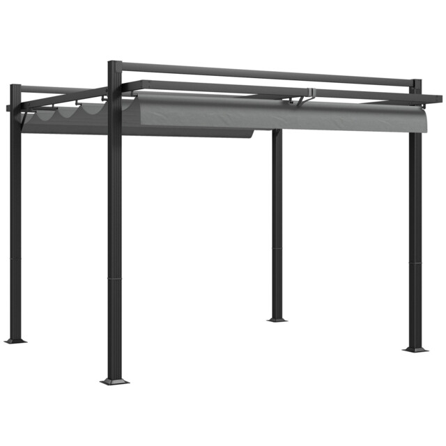 Pergola 3x3m Dark Grey Aluminium Retractable Canopy 295x295x235cm