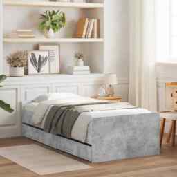 Bed Frame With Drawers Concrete Grey 90x190 Cm Single Vidaxl