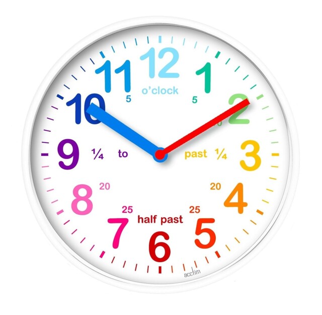 Acctim Wickford Kids Wall Clock In White Helps Teach Children To Tell