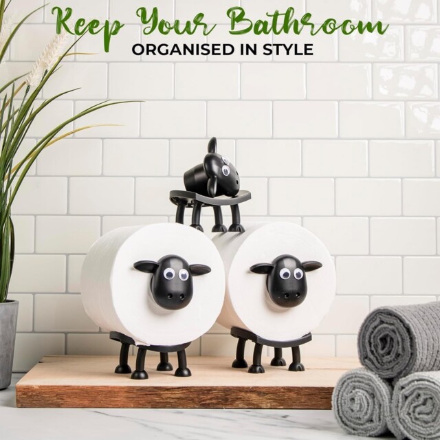 Toilet Paper Roll Holder Sheep - Free Standing Holder Bathroom Decor -