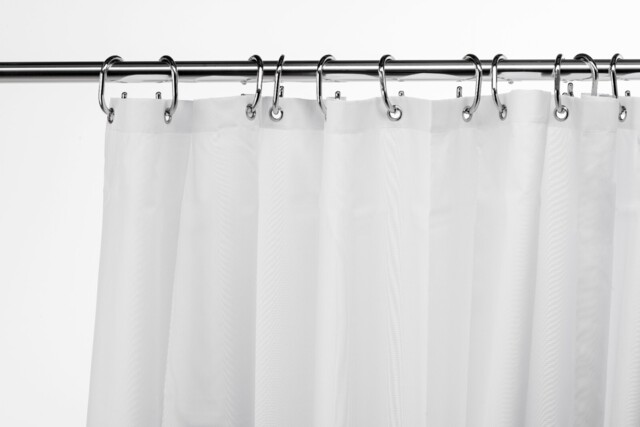 White Textile Shower Curtain Water Repellent Weighted Hem 1800 X