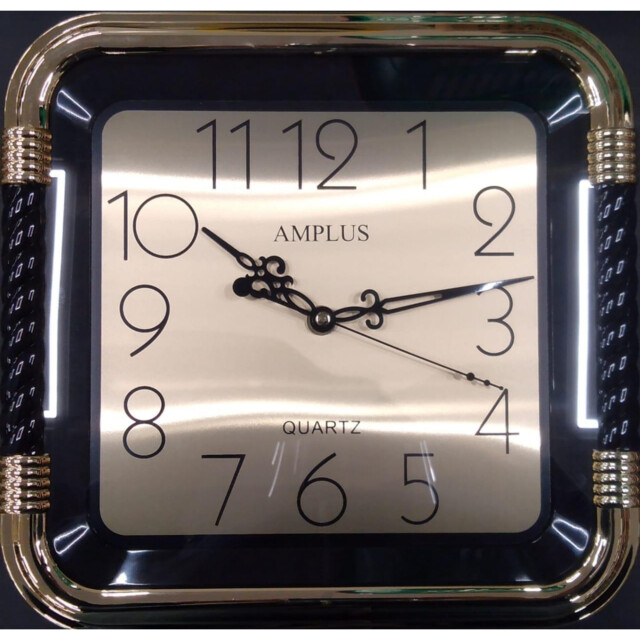 "Wall Clock 11"" Square Gold Finish Elegant Easy-read Bold Numbers"