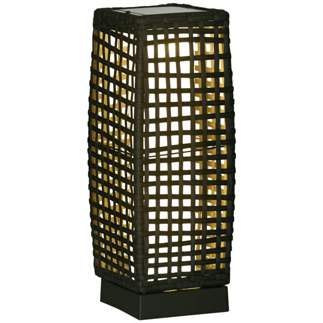 Outsunny Outdoor Rattan Solar Lantern Wtih Auto On/off Solar Powered
