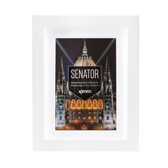 "Kenro Senator White Photo Frame With White Mat Wood 6x4"" - 50x70cm"