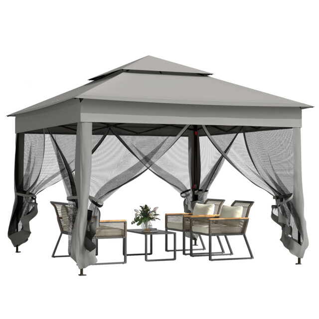 Outsunny Garden Folding Tent Heavy Duty Pop Up Gazebo For Party Dark