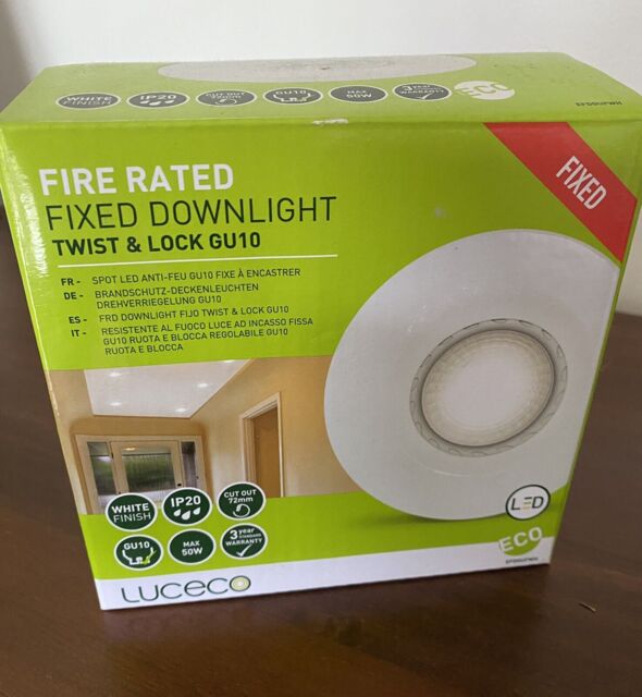 Luceco Fire Rated Fixed Down Light White Gu10 Twist & Lock