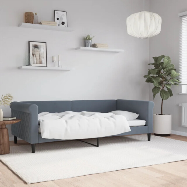 Day Bed Without Mattress Dark Grey 90x190 Cm Single Velvet Vidaxl