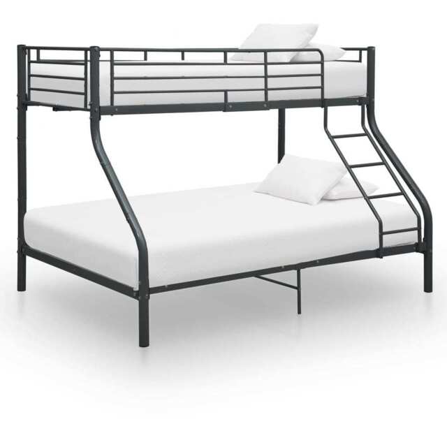 Bunk Bed Frame Black Metal 140x200 Cm/90x200 Cm Vidaxl