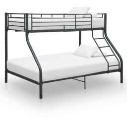 Bunk Bed Frame Black Metal 140x200 Cm/90x200 Cm Vidaxl