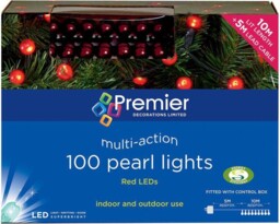 100 Christmas Led Multi-action Pearl Berry Lights, Red - Premier