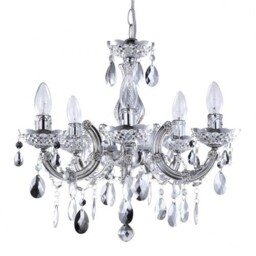 Litecraft Marie Therese Chandelier Crystal Effect Silver Ceiling E14 5