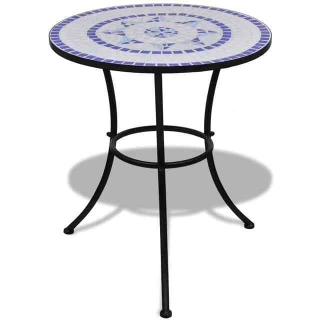 Bistro Table Blue And White 60 Cm Mosaic Vidaxl
