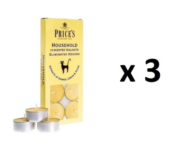 Price's Candles Household Tealights Scented Extracts Lemon & Thyme Wax