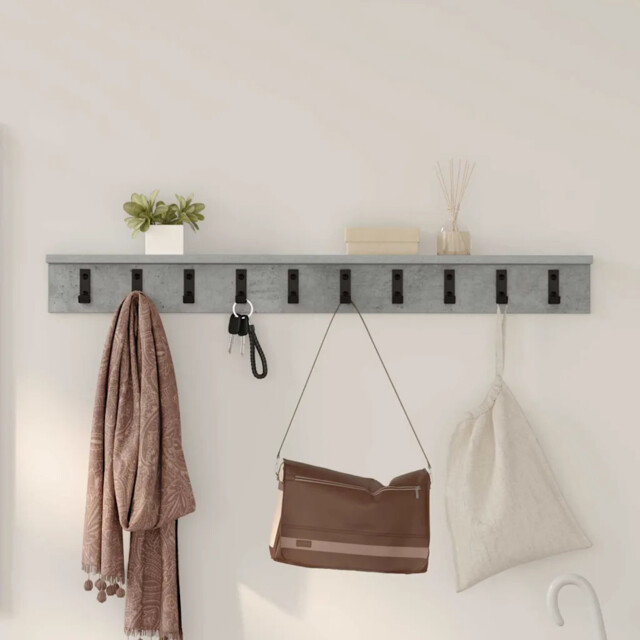 Wall-mounted Coat Rack Concrete Grey 100 X 10.5 X 10.5 Cm Vidaxl