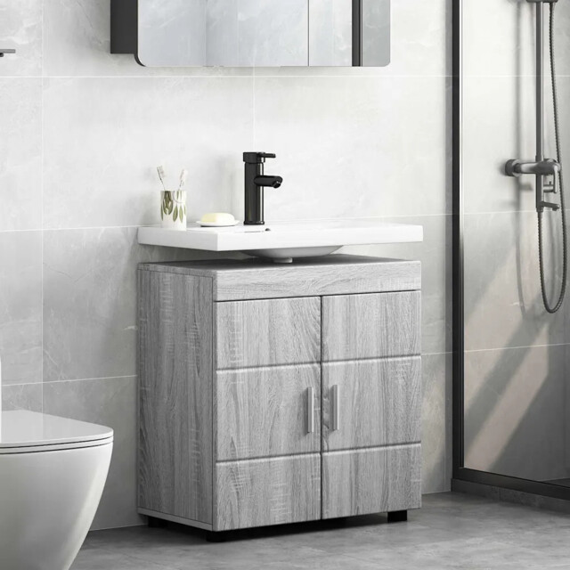 Bathroom Basin Cabinet Tulum Grey Sonoma 60 X 34 X 63 Cm Vidaxl