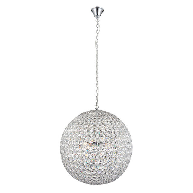 Endon Miley Large Clear Crystal Glass & Chrome Finish Pendant Ceiling
