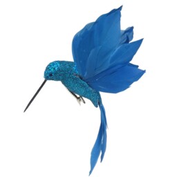 19cm Glitter Clip On Hummingbird Christmas Tree Decoration - Teal