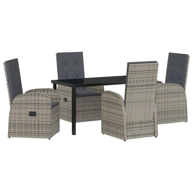 Garden Dining Set With Cushion Grey Poly Rattan Outdoor Furniture
