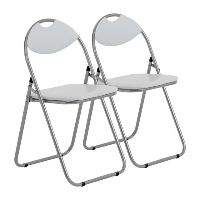 Padded Folding Chairs - White/silver - Pack Of 2