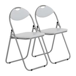 Padded Folding Chairs - White/silver - Pack Of 2