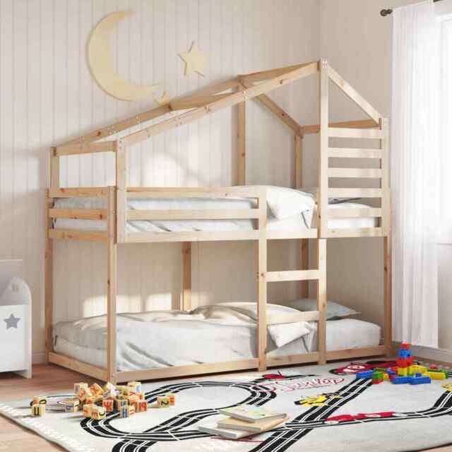 Bunk Bed With Roof 90x200 Cm Solid Wood Pine Vidaxl