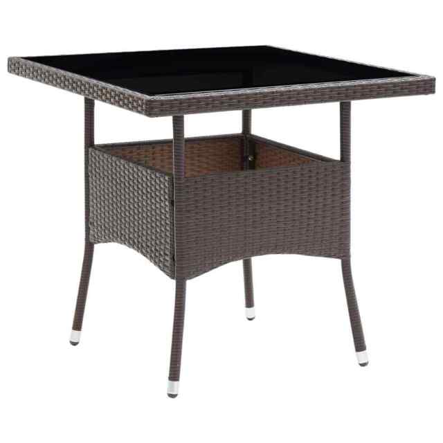 Garden Dining Table Brown Poly Rattan Vidaxl