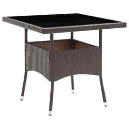 Garden Dining Table Brown Poly Rattan Vidaxl