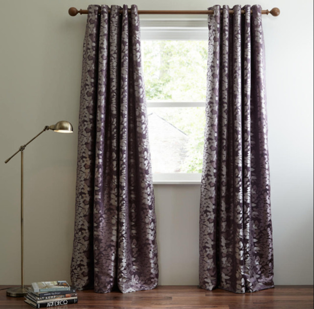 John Lewis Eyelet Lined Alexandra Leaf Curtains 228 X 182 Cm Cassis