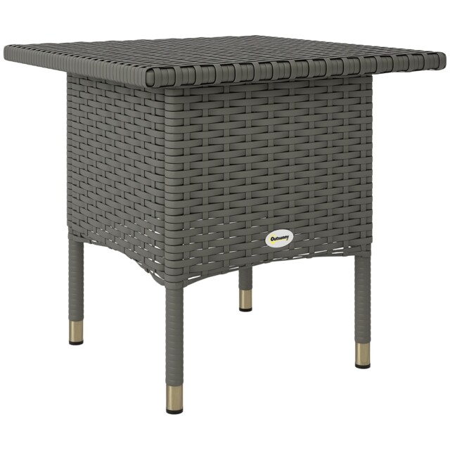 Outsunny Pe Rattan Outdoor Coffee Table, Easy Match Rattan Side Table,