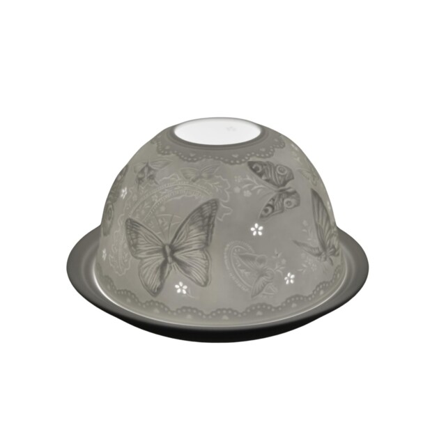 Butterflies Porcelain Tealight Holder Dome - Candle Holder Projecting