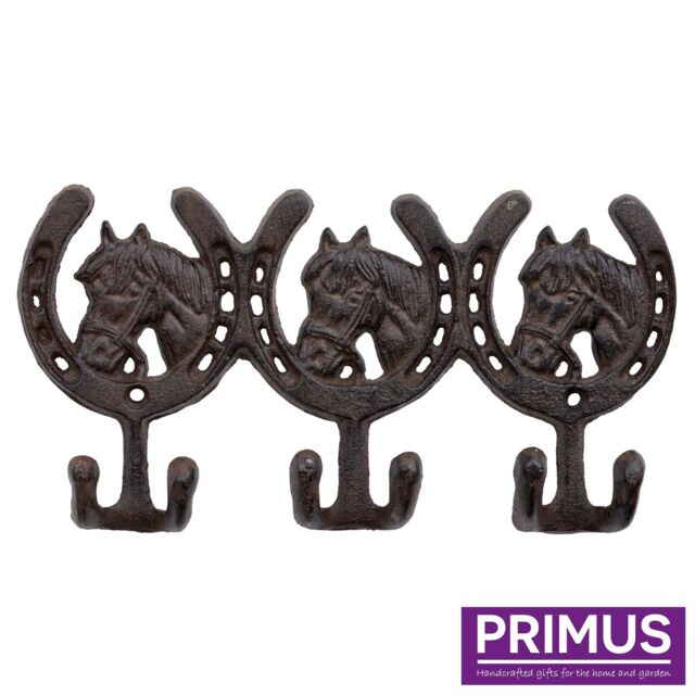 Primus Decorative Cast Iron 3 Horse 6 Coat Hook Pc4354 Stable Equine