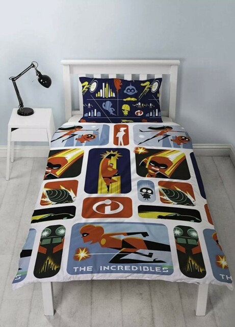 Disney Pixar The Incredibles 2 'retro' Rotary Single Bed Duvet Quilt
